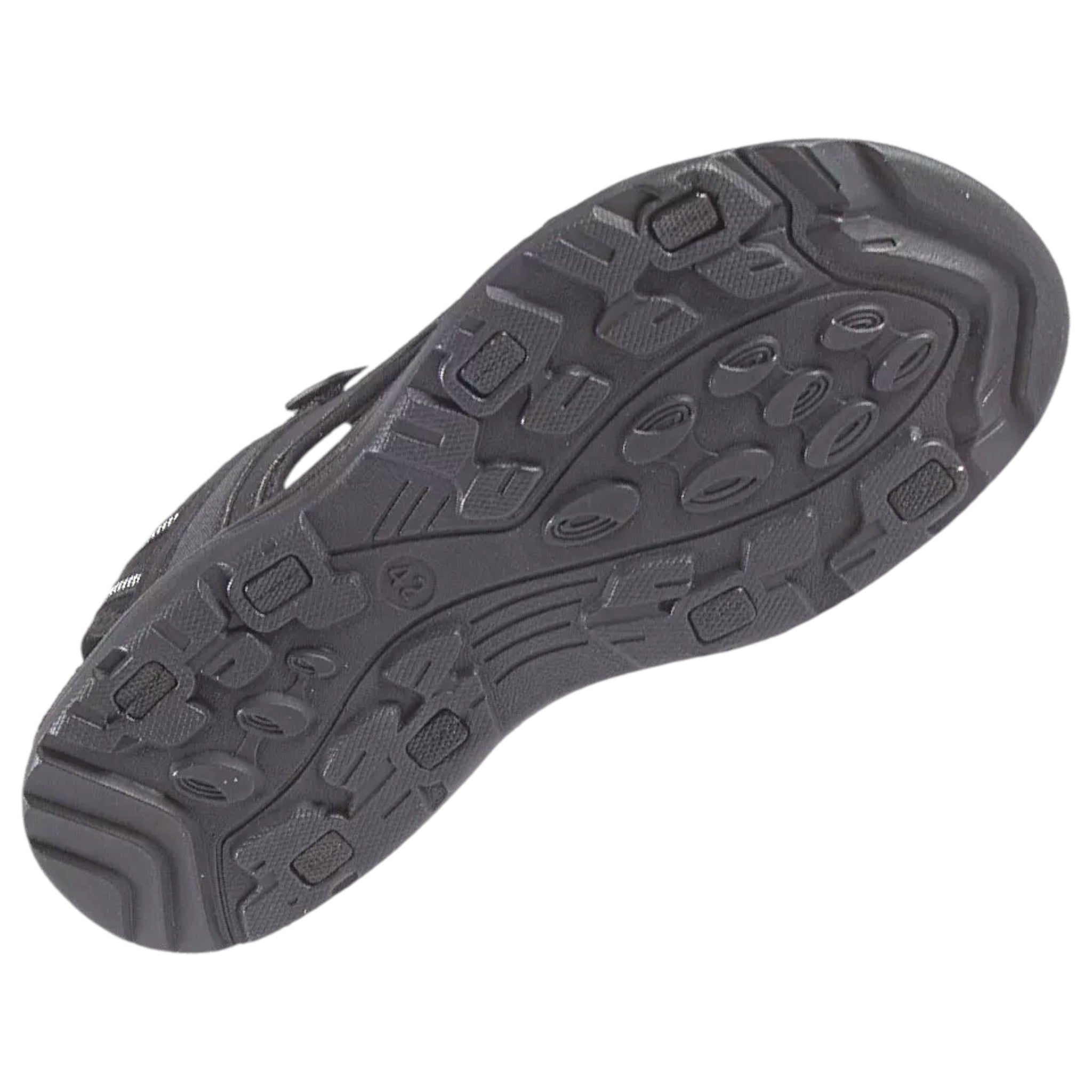 Men's black Peak Valley outdoor sandals with rugged sole and adjustable Velcro straps – durable trekking and walking footwear